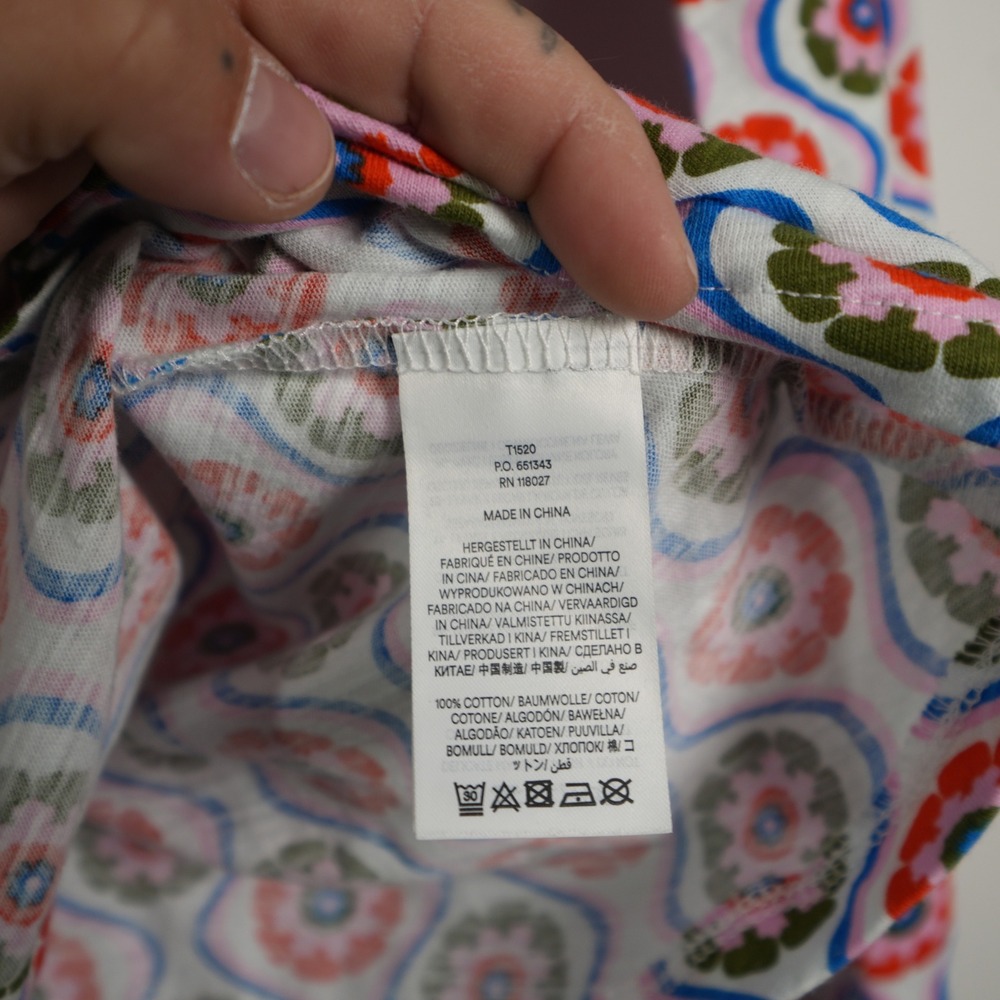 Boden‎ Button Down Top Womens 6 Multicolor Retro Floral Geometric Cotton T1520 - Picture 5 of 8